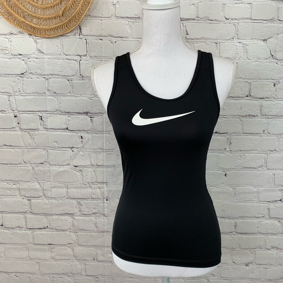 Nike Tops - Nike pro classic black tank with white tick mark